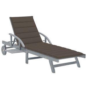 vidaXL Sunlounger Gray Solid acacia wood Multi-Position Backrest