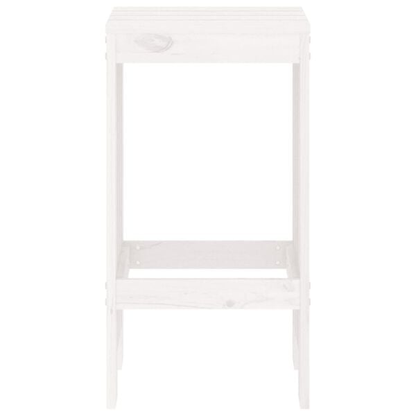 vidaXL Bar Stool Set of 2 White Solid pine wood Medium Footrest
