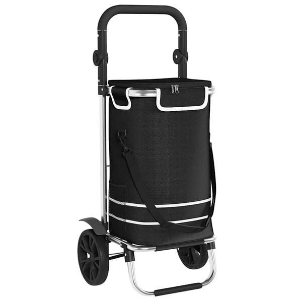 vidaXL Shopping Trolley Black 14.37 x 18.31 x 39.57 in Oxford fabric
