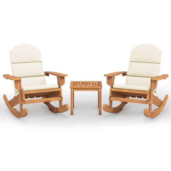 vidaXL Garden Lounge Set Natural Wood, Cream white Solid acacia wood