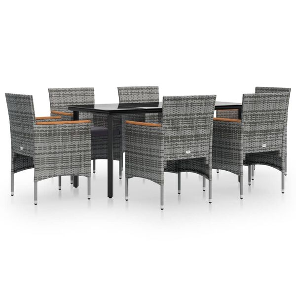 vidaXL Garden Dining Set Grey and Black