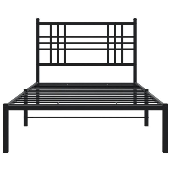 vidaXL Bed Frame Black Powder-Coated Steel Twin Bed Frame Rectangular
