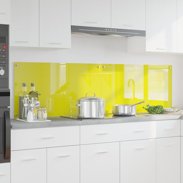 vidaXL Kitchen Backsplash 2 pcs Yellow 35.43 x 19.69 in Tempered Glass