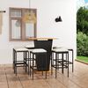 vidaXL Garden Bar Set Black PE Rattan Large Footrest Garden Bar Set
