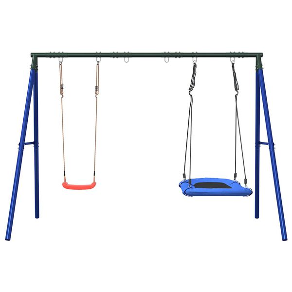 vidaXL Outdoor Swing Set Blue, Dark Green, Red