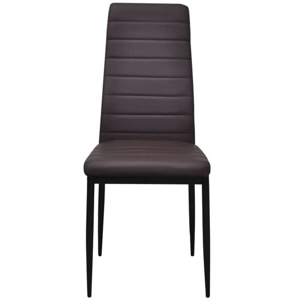 vidaXL Dining Chair Set of 2 Brown and Black Faux Leather and Iron