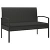 vidaXL Garden Bench Black PE rattan, powder-coated steel, foam Small