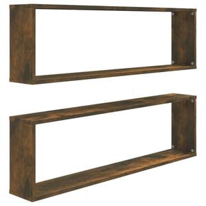 vidaXL Wall Cube Shelves 2 pcs Smoked Oak 39.4x5.9x11.8" Engineered Wood