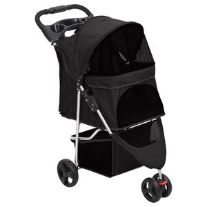 vidaXL Dog Stroller Black 300D Oxford Fabric, Steel 31.5 x 18.1 x 38.6 in