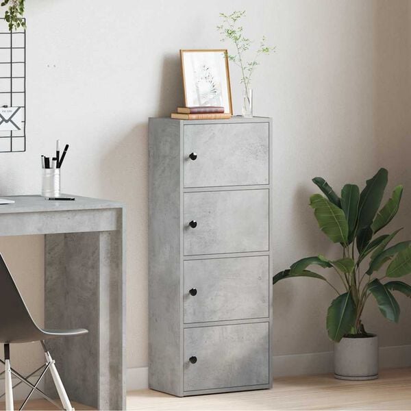 vidaXL Bookcase Concrete grey Engineered Wood Medium Bookcase
