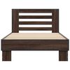 vidaXL Bed Frame Brown Oak Engineered Wood, Metal Twin Modern