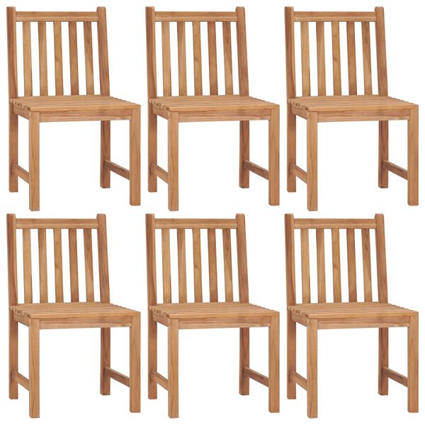 vidaXL Patio Chair Set of 6 Natural Teak Teak Wood Standard Durable