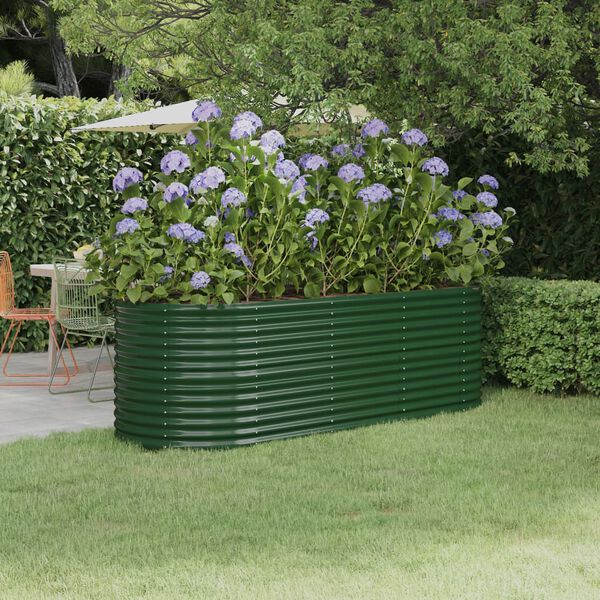vidaXL Garden Raised Bed Green Powder-coated steel Extra Large Tough
