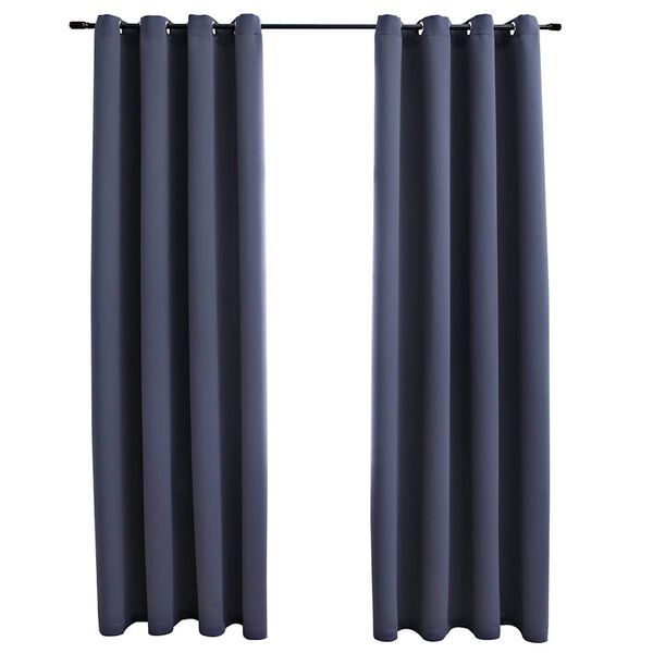 vidaXL Blackout Curtains with Metal Rings 2 pcs Anthracite 55.1x68.9"