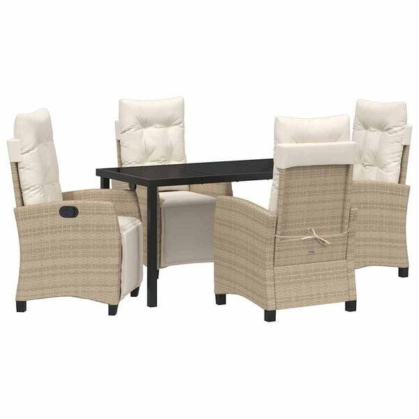 vidaXL Garden Dining Set 5 pcs Beige poly rattan