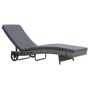 vidaXL Sunlounger Anthracite PE (Polyethylene) Rattan Large