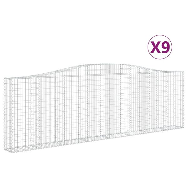 vidaXL Gabion Basket Set of 9 Silver Galvanized iron Extra Large