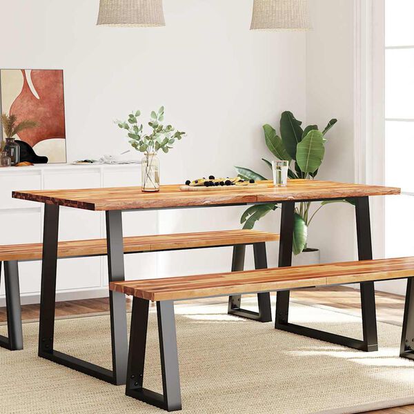 vidaXL Dining Table Wood brown and black