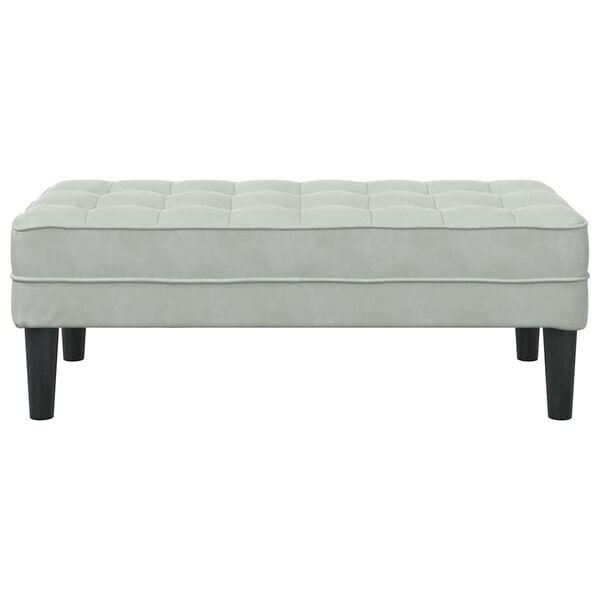 vidaXL Bench with Cushion Light Grey 44.49 x 22.44 x 15.35 in Velvet