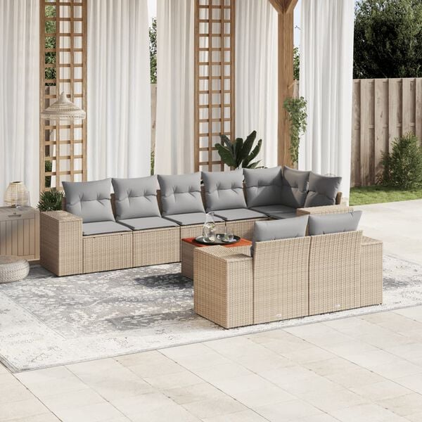 vidaXL Garden Sofa Set Beige, Light Grey