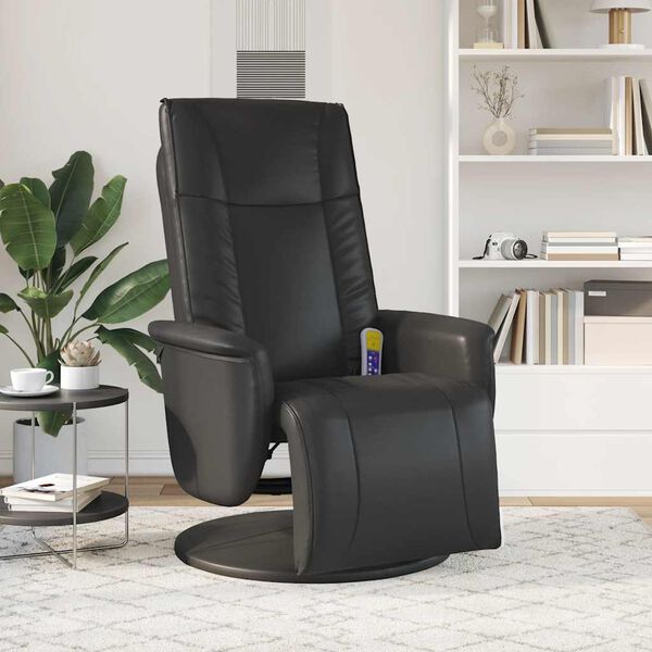 vidaXL Massage Recliner Chair Black Faux leather, metal, plywood Standard