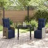 vidaXL Table and Chair Set with Cushion 3 pcs Grey PE Rattan