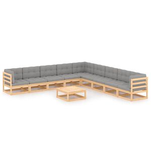 vidaXL Garden Lounge Set Natural Pinewood Solid pinewood, 100% polyester