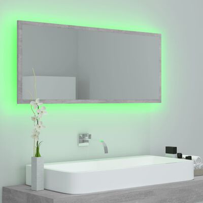 vidaXL LED Bathroom Mirror Concrete Gray 39.4"x3.3"x14.6" Chipboard