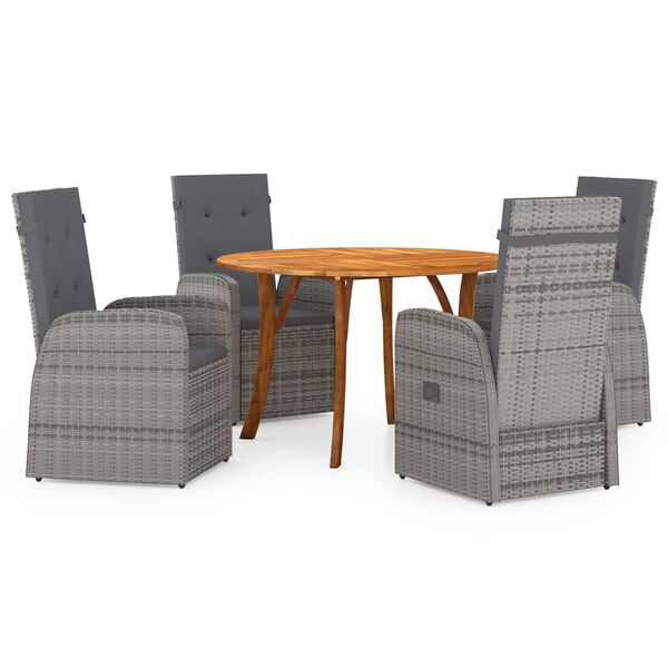 vidaXL 5 Piece Patio Dining Set Gray