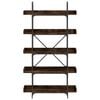 vidaXL Bookcase Smoked oak Engineered wood, metal Tall Adjustable Feet