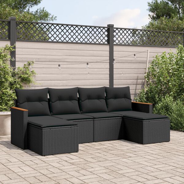 vidaXL Garden Sofa Set Black