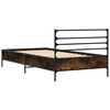 vidaXL Bed Frame Smoked oak Engineered wood, metal Twin Durable