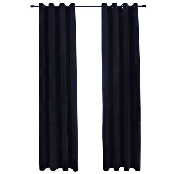 vidaXL Blackout Curtains with Rings 2 pcs Black 54"x63" Velvet