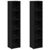 vidaXL CD Cabinet Set of 2 Black Oak Engineered Wood Tall and Narrow