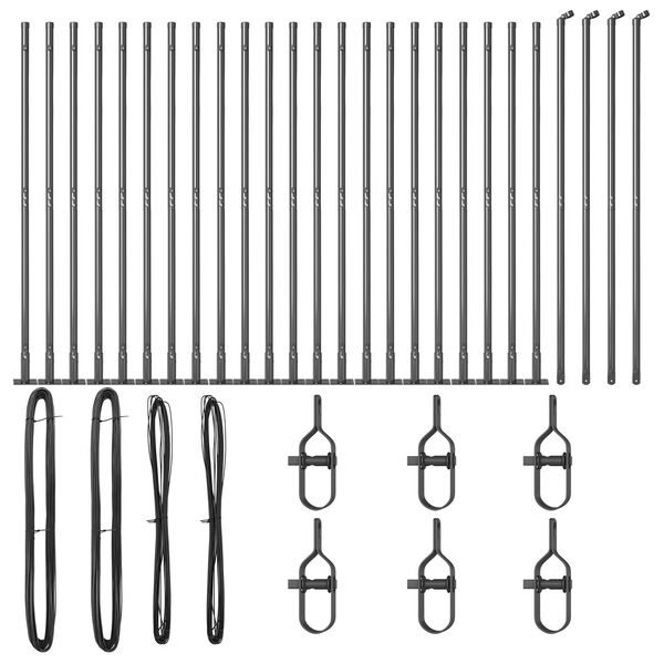 vidaXL Fence Post Other 26 pcs Grey 1.26 x 1.26 x 30.91 in Steel