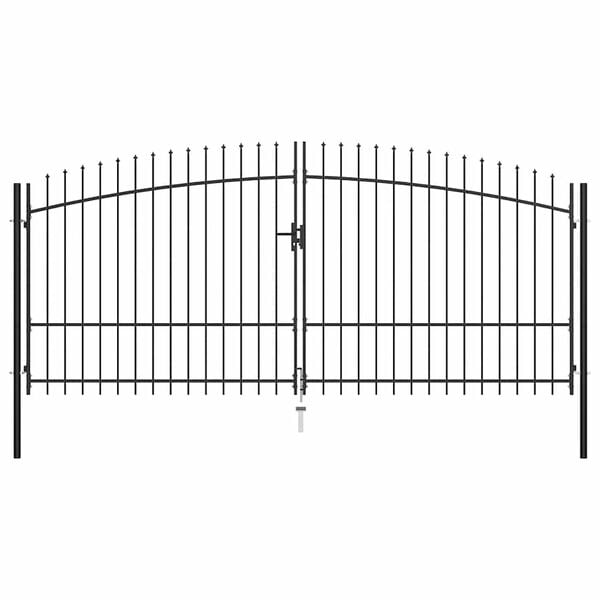 vidaXL Double Door Fence Gate with Spear Top 157.5"x88.6"