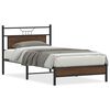 vidaXL Bed Frame Brown Oak Engineered Wood, Steel 39.4 x 74.8 in