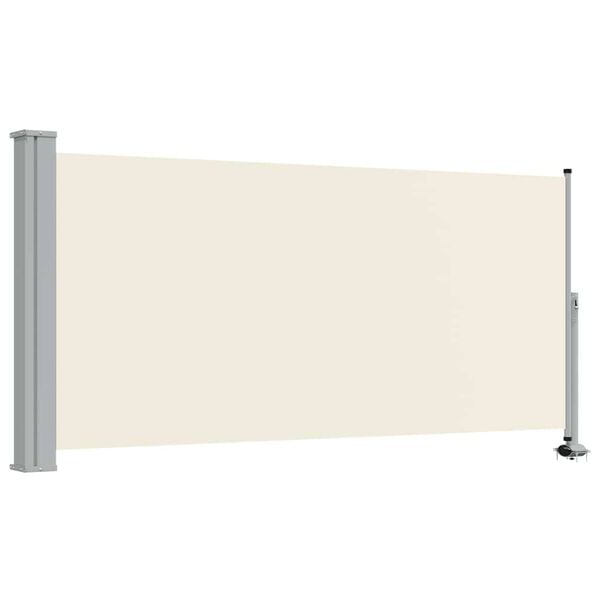 vidaXL Side Awning Cream Polyester, Powder-Coated Iron 47.2 x 118.1 in