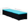 vidaXL Sun Lounger Black, Blue PE Rattan, Powder-Coated Steel, Polyester