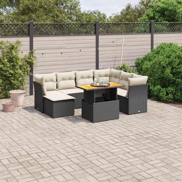 vidaXL Garden Sofa Set Black, Cream White