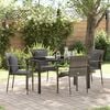 vidaXL Garden Dining Set with Cushion 5 pcs Grey Poly Rattan