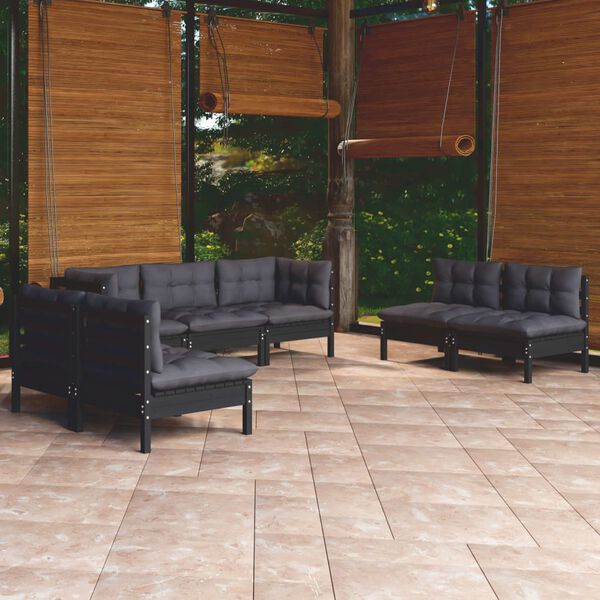 vidaXL Garden Lounge Set Anthracite Solid pinewood, 100% polyester 7 Piece