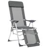 vidaXL Folding Camping Chairs 2 pcs with Footrest Gray Aluminum