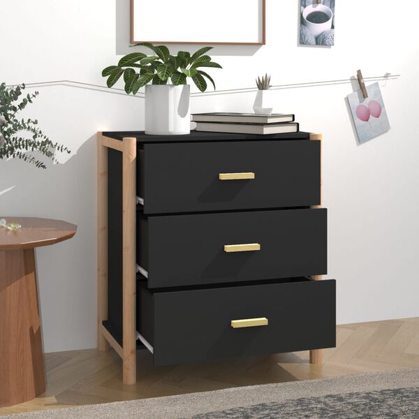 vidaXL Sideboard Black 24.4"x15"x27.6" Engineered Wood