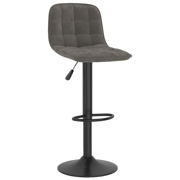 vidaXL Bar Stool Set of 2 Dark Grey Powder coated steel, velvet
