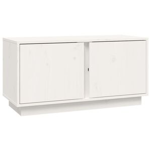 vidaXL TV Cabinet White Solid Pine Wood Medium TV Cabinet Rectangular