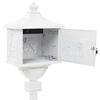 vidaXL Pedestal Letterbox White Cast aluminum Standard Decorative Inlays