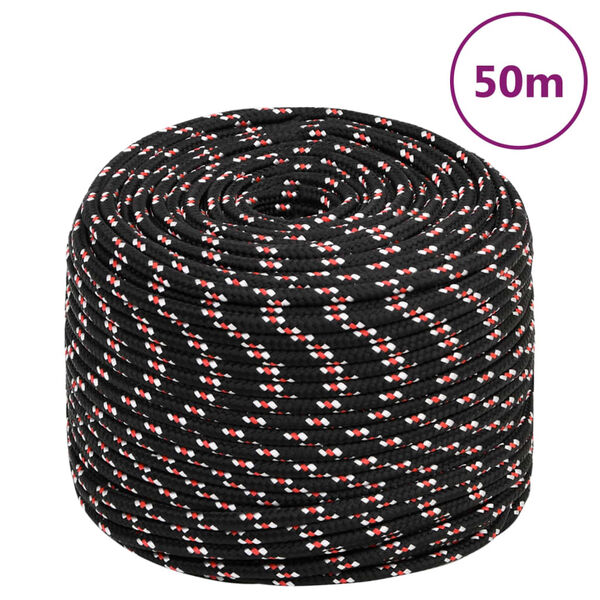 vidaXL Boat Rope Black 0.24 " 164.0 ' Polypropylene