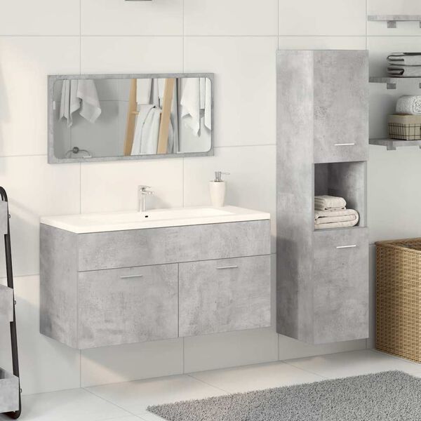 vidaXL Bathroom Furniture Set Concrete grey Engineered wood Medium