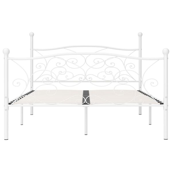 vidaXL Bed Frame White Metal, Plywood Full Durable Bed Frame